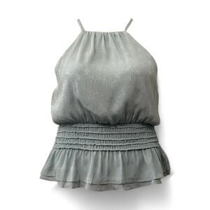 SHE+SKY Halter Neck Smocked Waist Peplum Blouse, NWT! Size LARGE